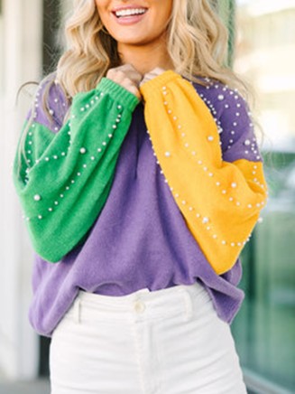 Purple Embellished Sweater