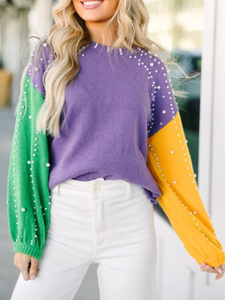 Purple Embellished Sweater